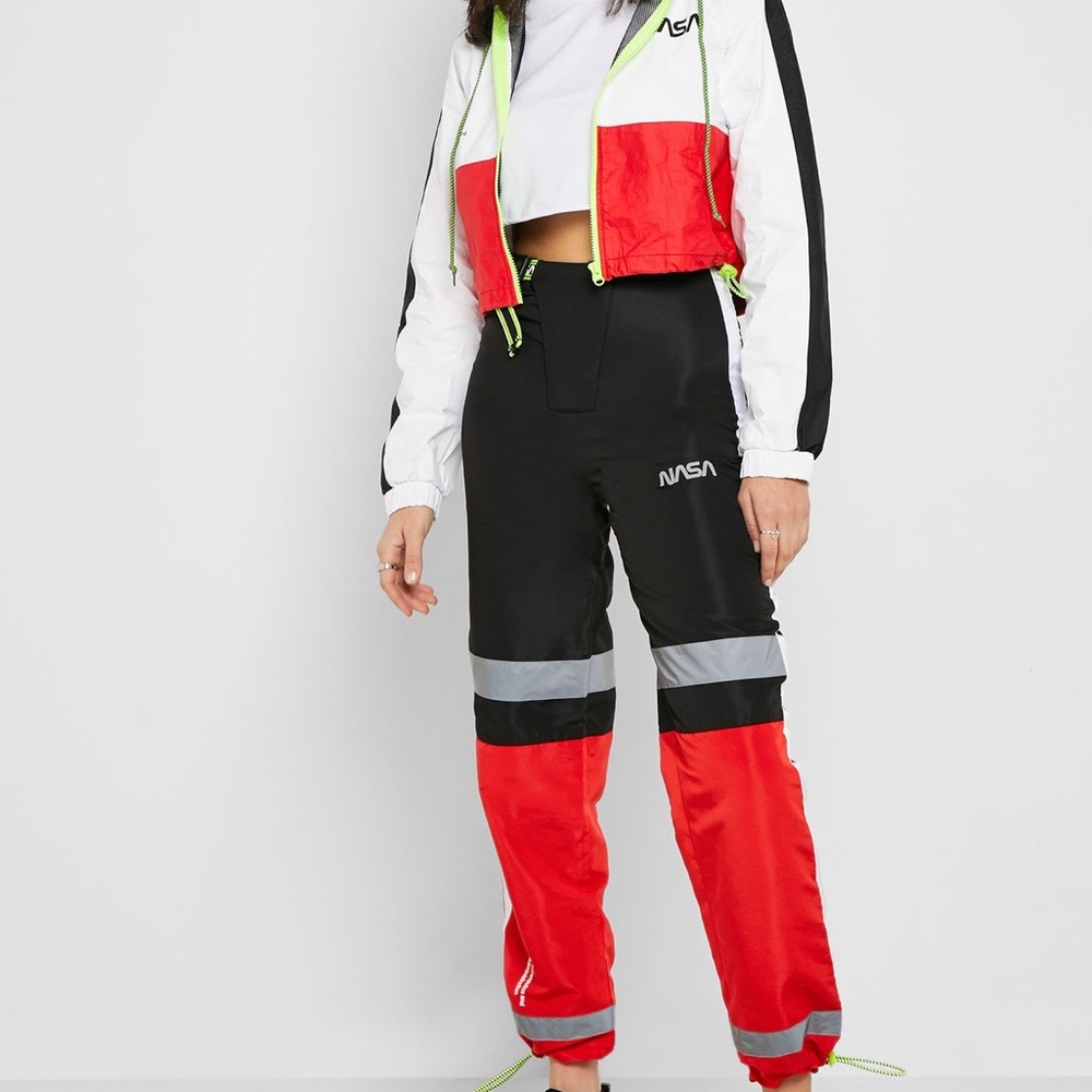 Baddie Girl NASA Black Red Pants
